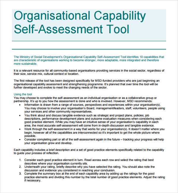 organizational assessment capability template