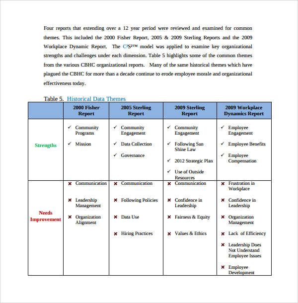 organizational assessment report template