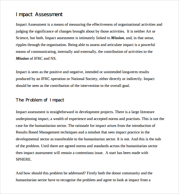 organizational impact assessment template