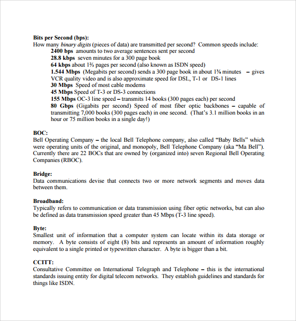 telecom network assessment template