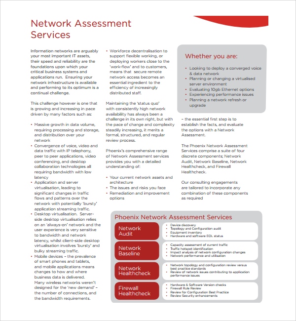 sample network assessment template