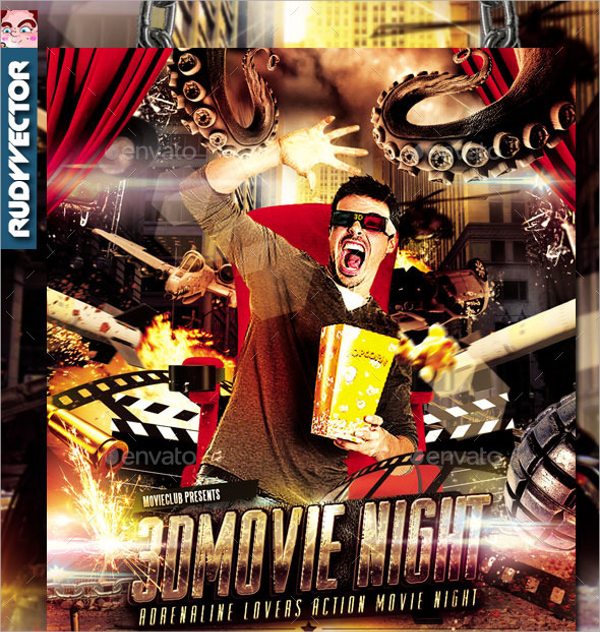 action movie night flyer