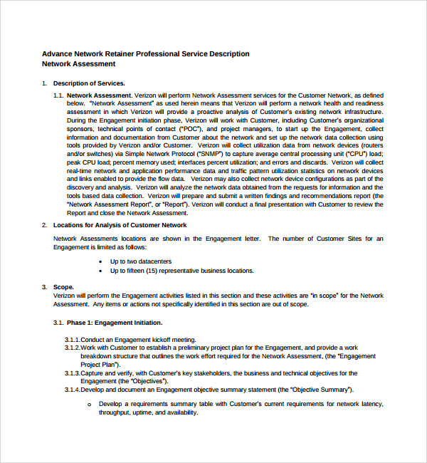 simple network assessment template