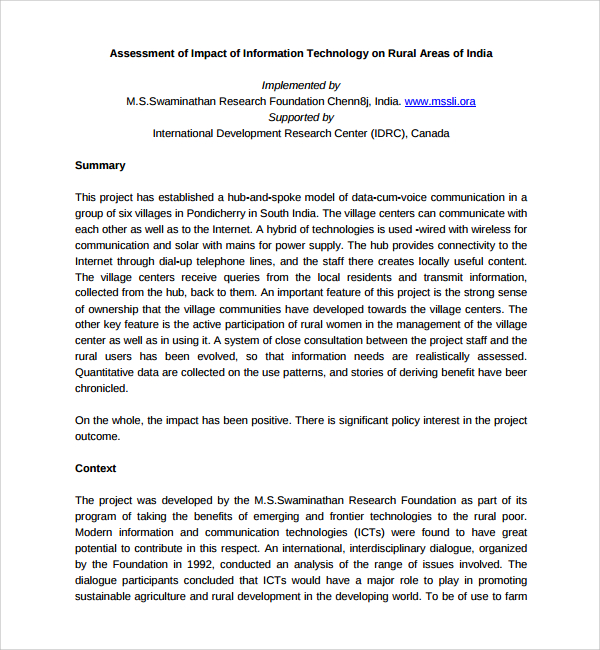 it impact assessment template