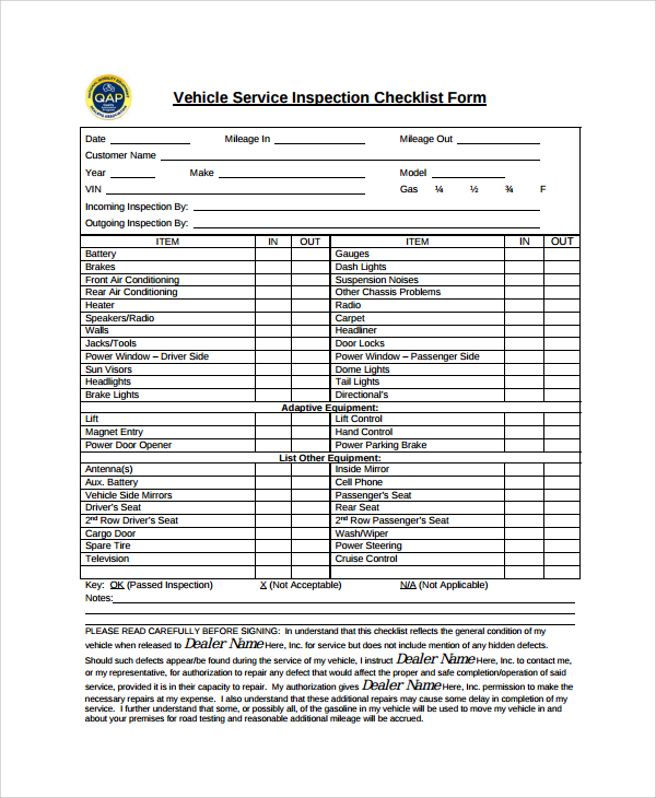 FREE 18 Vehicle Inspection Checklist Templates In PDF MS Word 