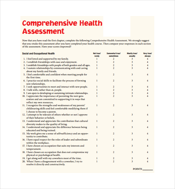 6+ Health Assessment Templates Sample Templates