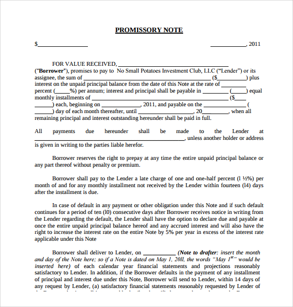 demand promissory note example