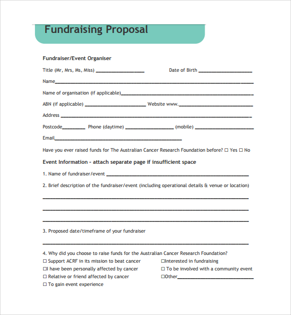 FREE 15 Fundraising  Proposal  Templates  in MS Word Excel 