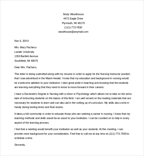  Instructor Cover Letter Instructor Cover Letter 2019 02 05