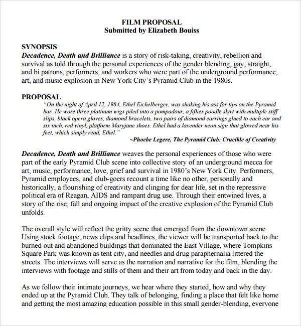 Film Proposal Template Free Download Free Printable Templates
