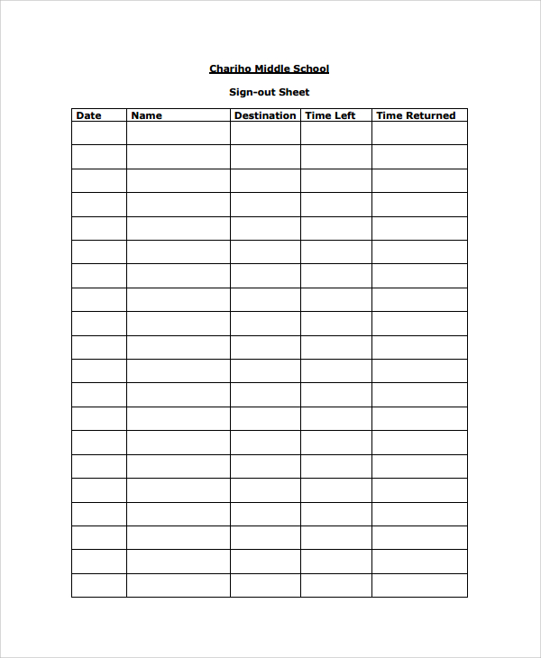 FREE 10+ Sample School Sign Out Sheet Templates in MS Word PDF