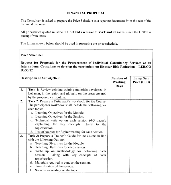 Sample Financial Proposal Template 8 Free Documents In PDF Word