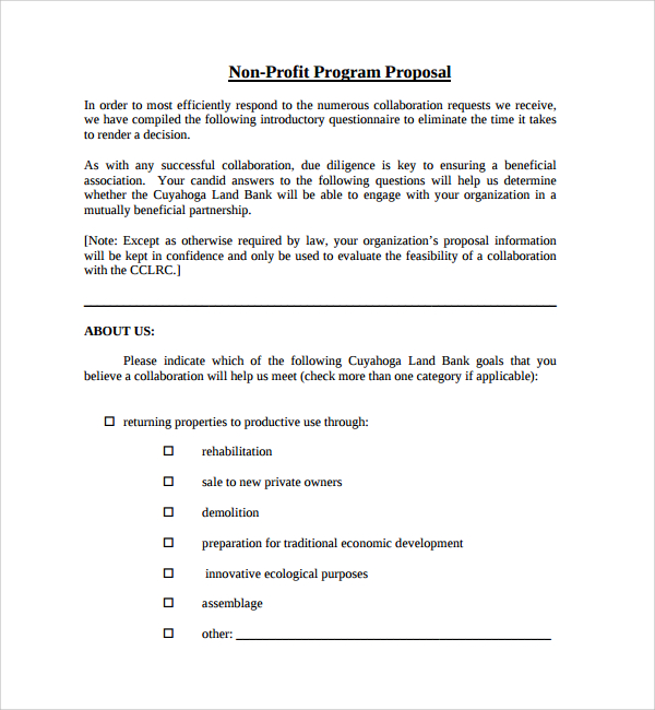 Non Profit Project Proposal Template