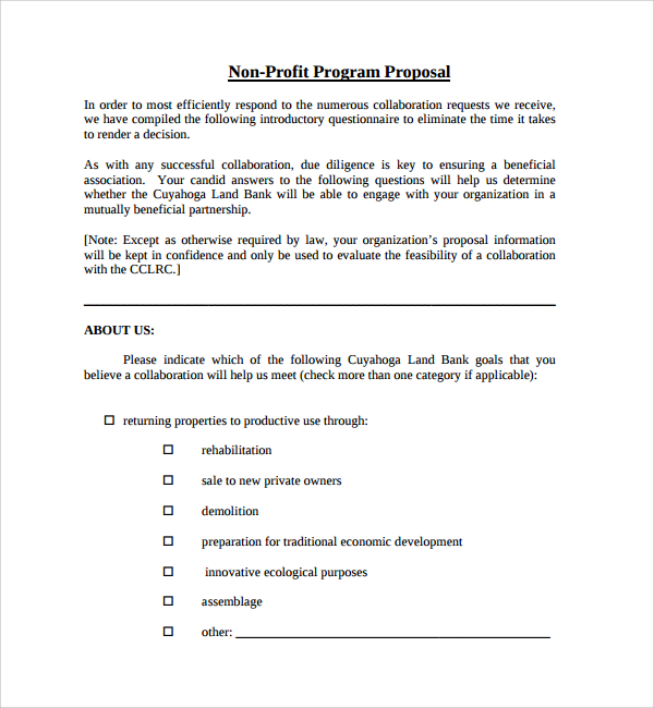 FREE 13+ Sample Non Profit Proposal Templates in PDF MS Word Google