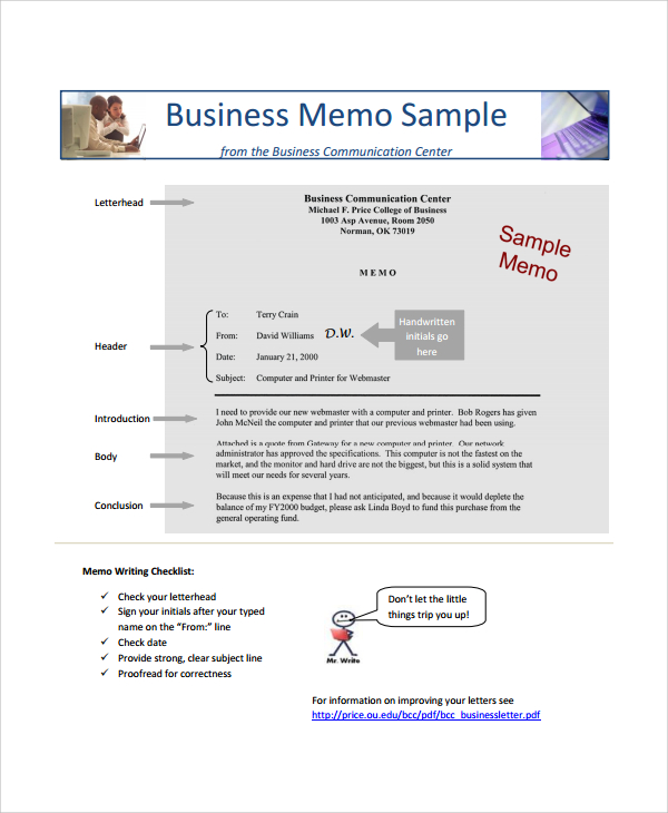 formal business memo template
