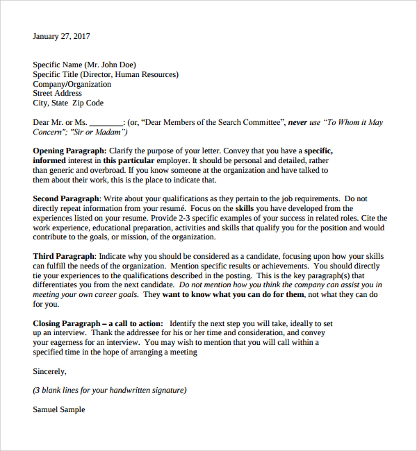 photography cover letter sample