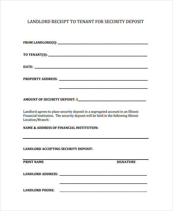 Security Deposit Receipt Format In Word