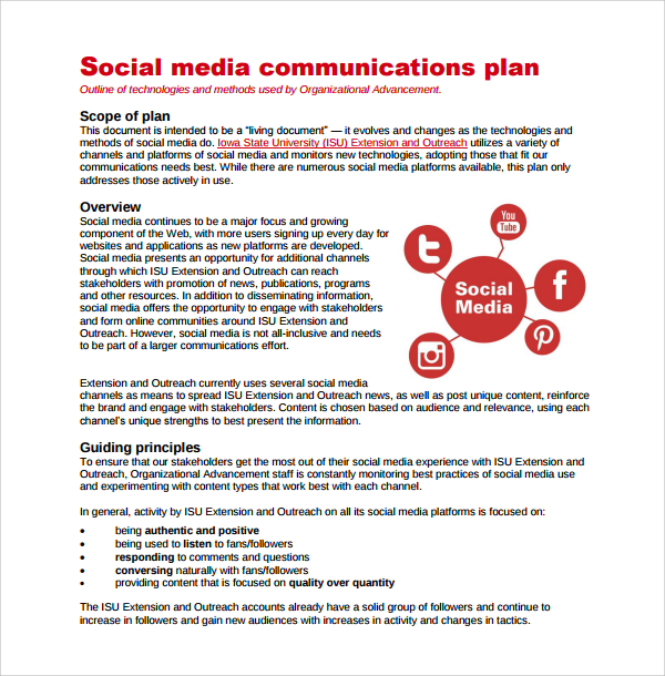 social media communications plan template