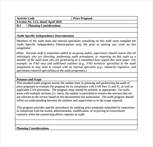 FREE 17+ Sample Price Proposal Templates in Excel PDF MS Word