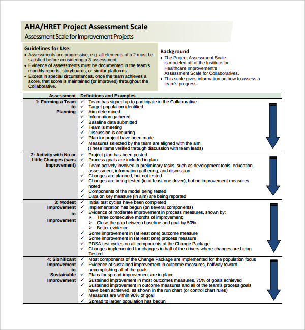 project assessment scale template