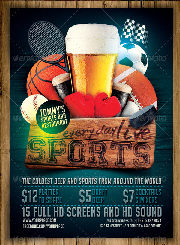 flyer bar sports template templates psd flyers sport football bars beer clubs vector marketing menu sporting eps publisher soccer equipment