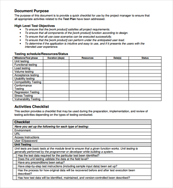 Software Test Plan Template Word DocTemplates