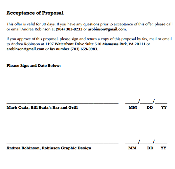 interior design acceptance of proposal template