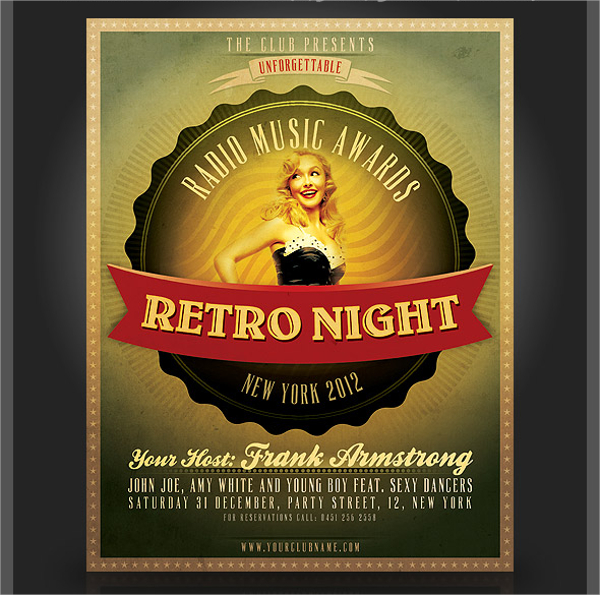 retro night flyer template