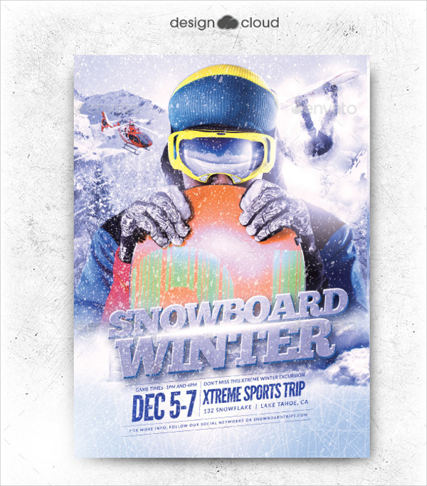 snowboard winter flyer template
