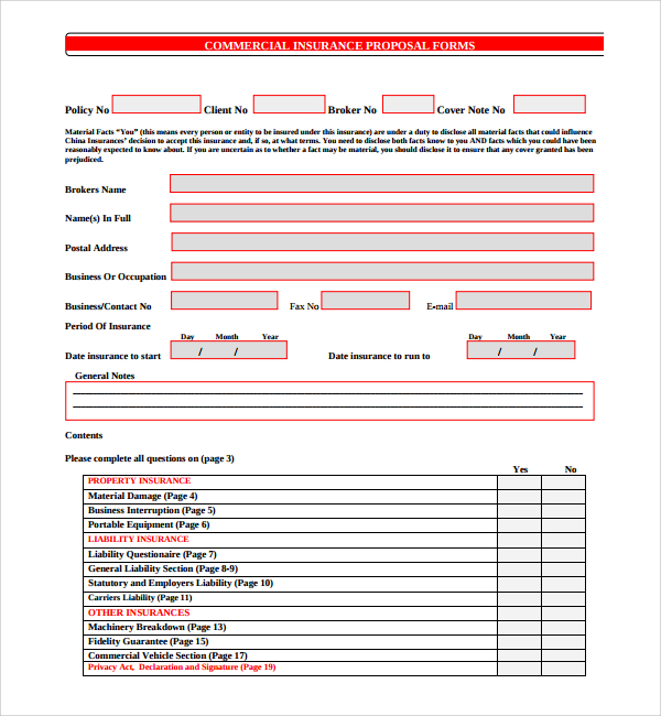 commercial insurance proposal template%ef%bb%bf