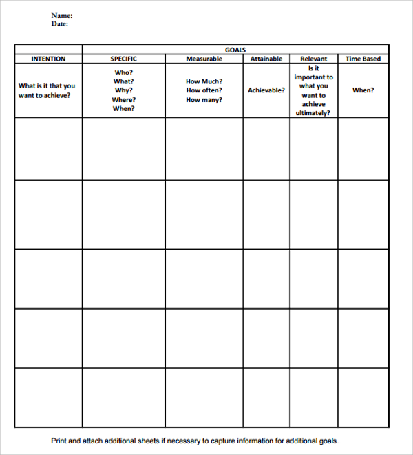 FREE 9+ Sample Goal Planning Templates in PDF | MS Word