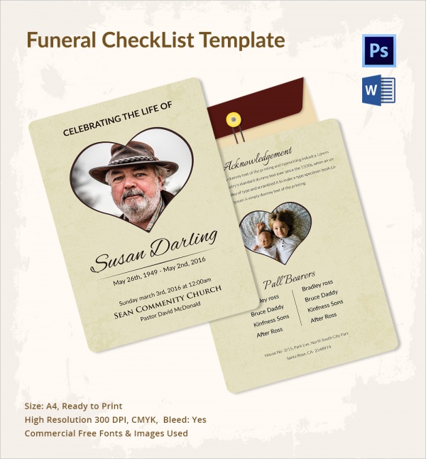 FREE 15 Sample Funeral Checklist Templates In Excel PDF Google Docs PSD MS Word Pages