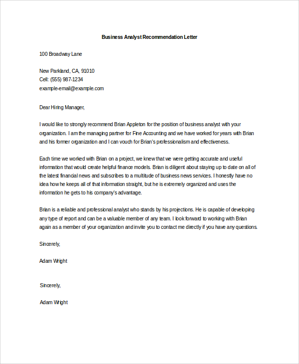 Sample Letter Of Recommendation 20 Free Documents Download In