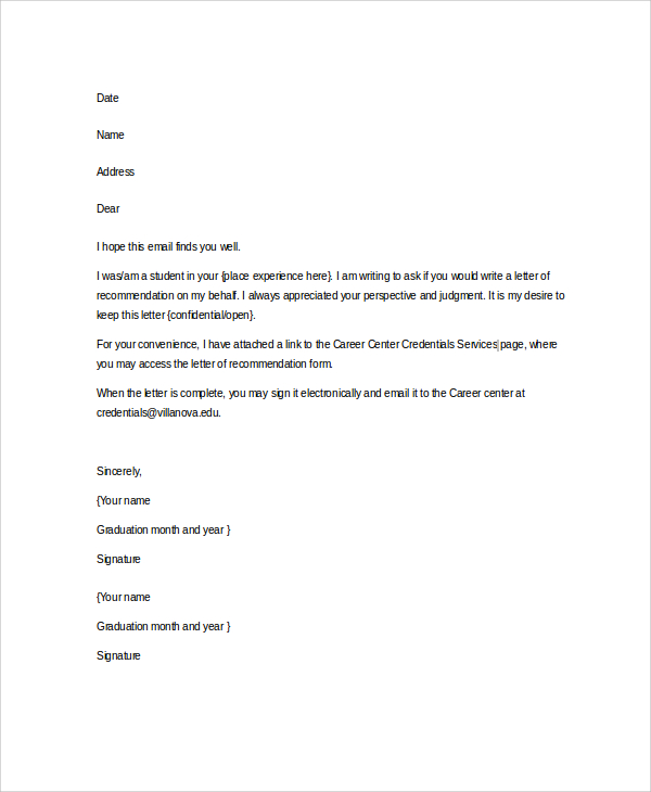 Letter Of Recommendation Email Template from images.sampletemplates.com