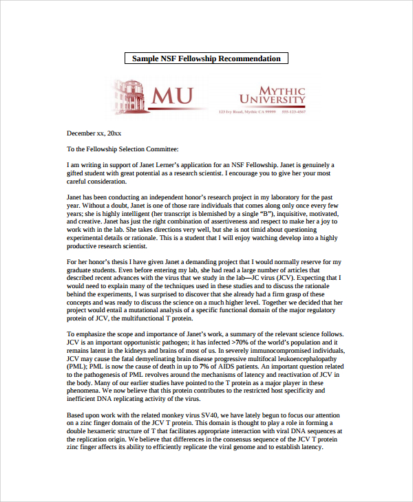 Reference Letter For Research Student