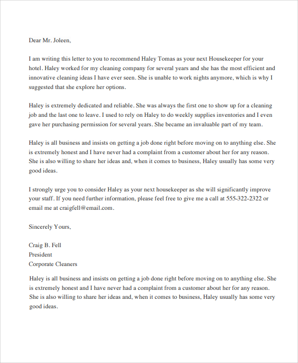 Sample Letter of Recommendation - 20+ Free Documen   ts Download in Word ...