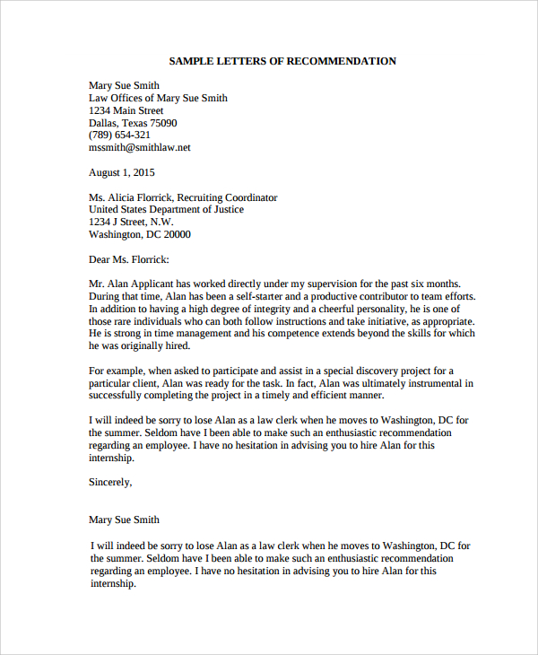 Letter of recommendation template   the   the balance