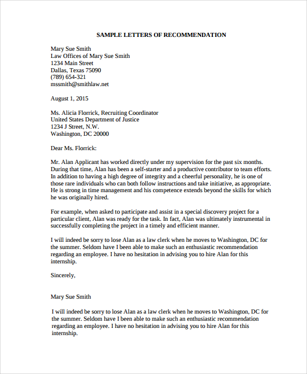 Letter Of Recommendation From Professor Template   Professor Recommendation Letter 