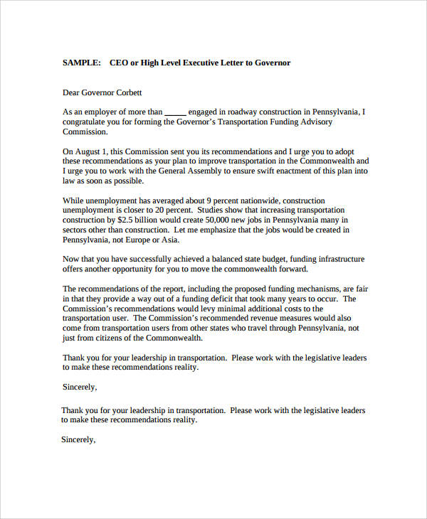 ceo recommendation letter