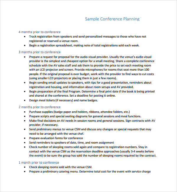 sale conference planning template