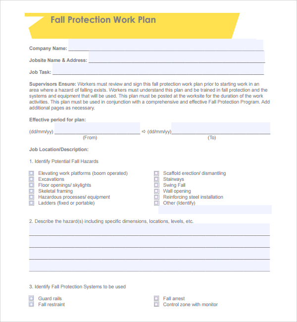 free fall protection plan template%ef%bb%bf