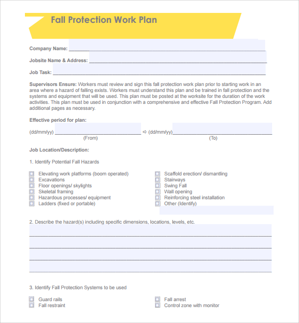 Fall Protection Rescue Plan Template