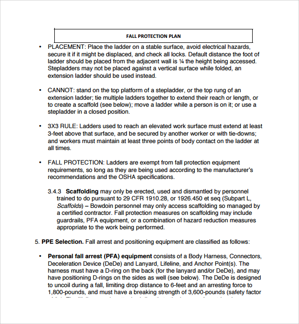 Osha Fall Protection Rescue Plan Template