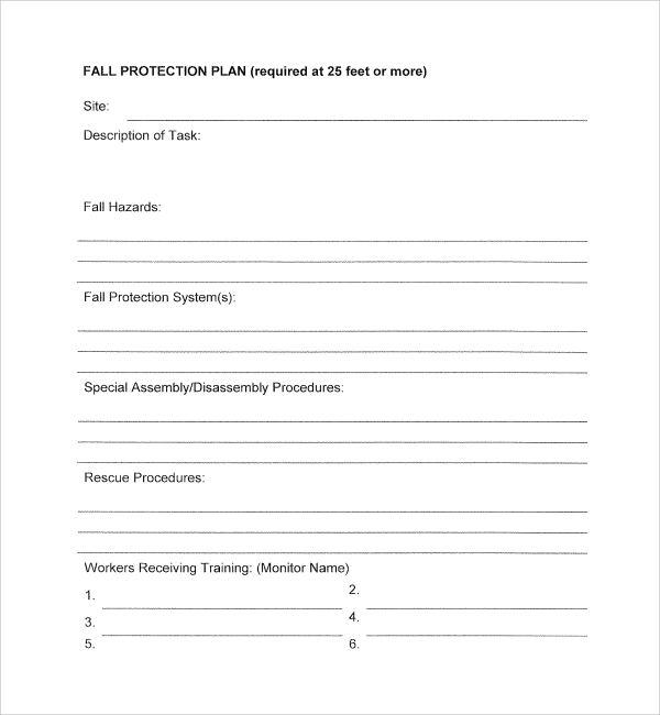 Fall Protection Rescue Plan Template