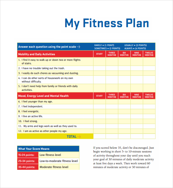 Sample Fitness Plan Template 11 Free Documents In Pdf Word