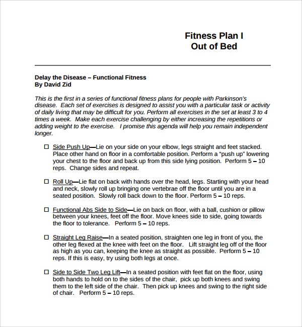 FREE 11+ Sample Fitness Plan Templates in PDF MS Word