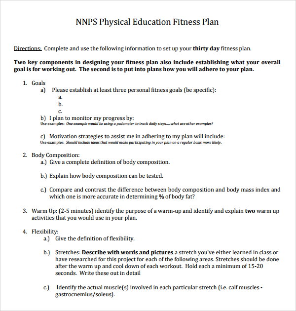 physical education fitness plan%ef%bb%bf