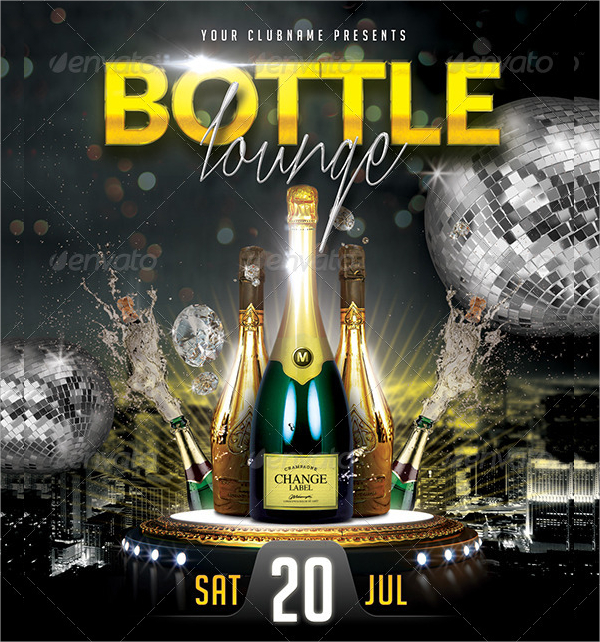 bottle lounge flyer template
