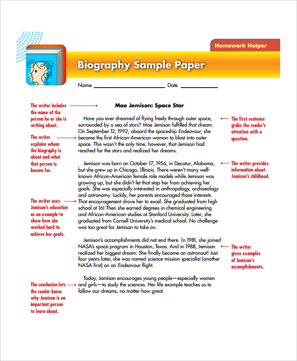 FREE 7+ Sample Biography Report Templates in PDF MS Word Google