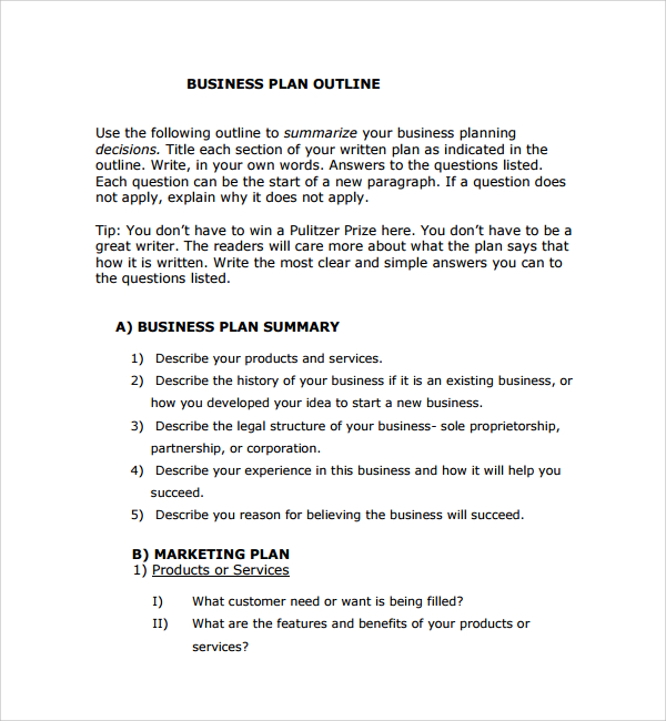 business product plan template